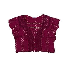 LoveShackFancy Burgundy Eyelet Top